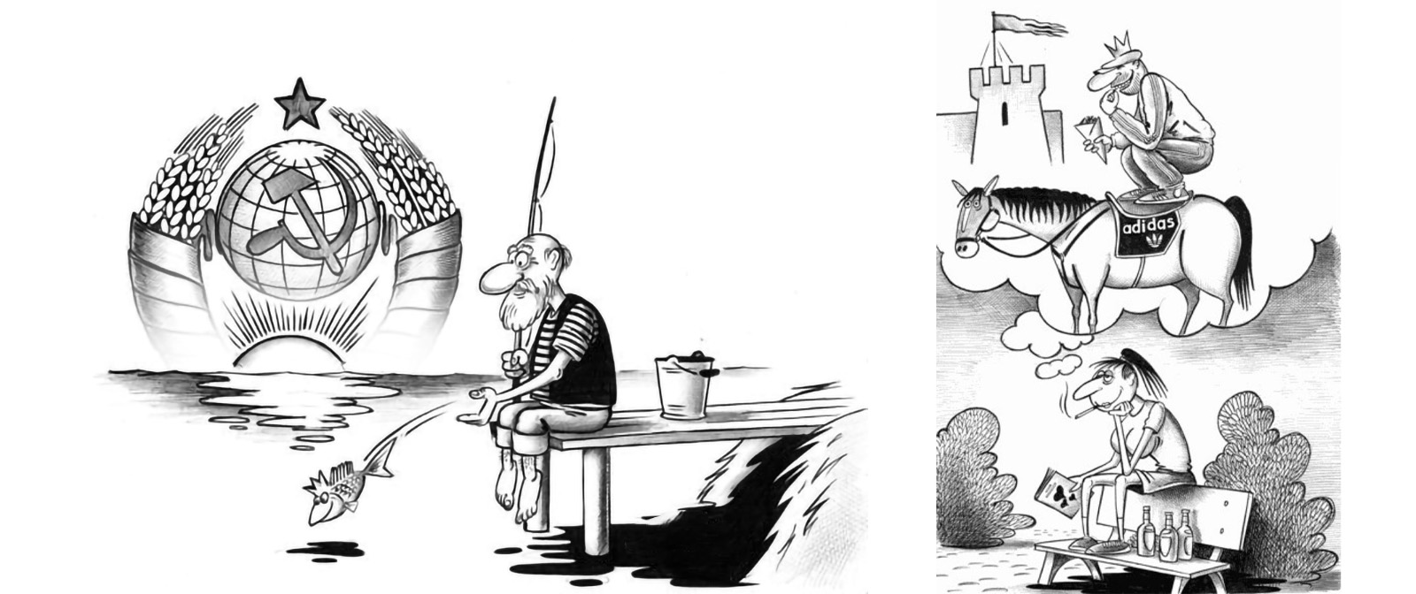 «Газуй Вася», мечта гопника и неожиданный взгляд на сказочных персонажей в смешных карикатурах «на грани» Сергея Корсуна. 