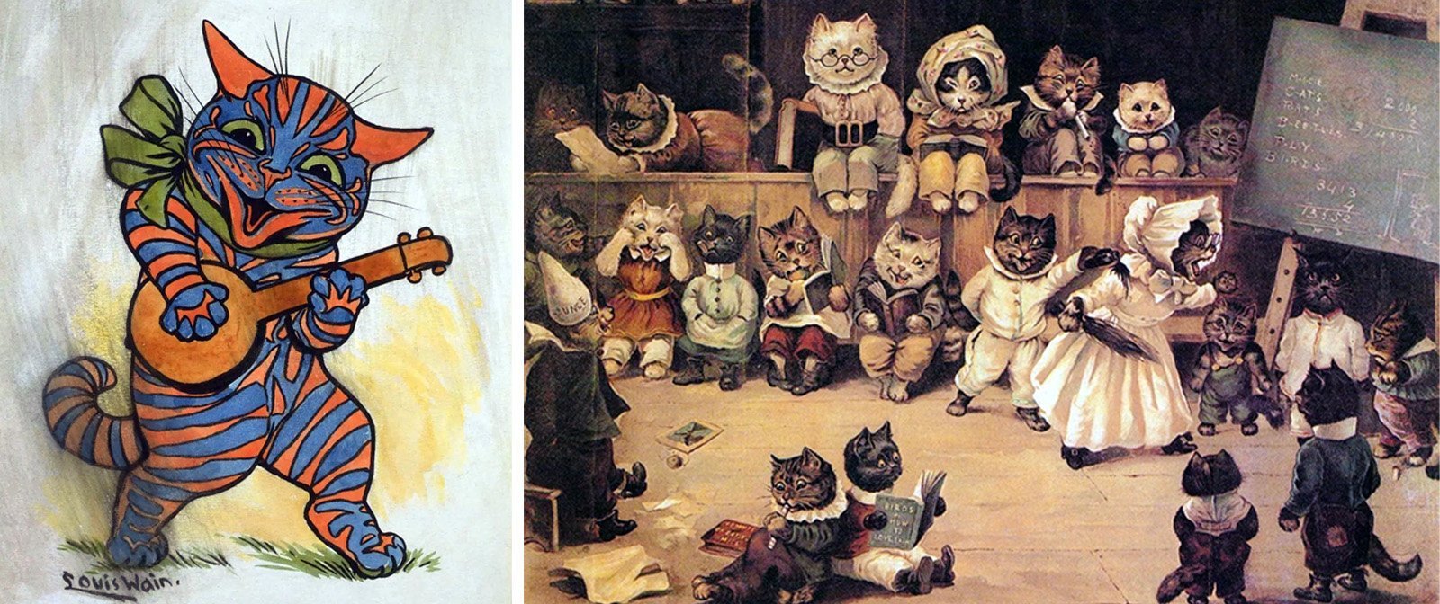 Родился с заячьей губой, всю жизнь рисовал кошек, а умер в психиатрической больнице. Странная судьба художника Луиса Уэйна.