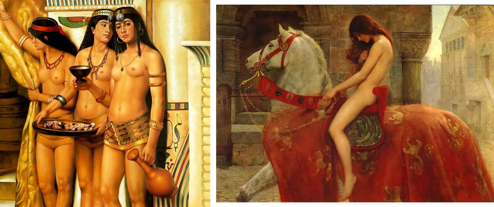 Painted pictures extolling the beauty and piety of nude ladies. John Collier's impressive artwork. 