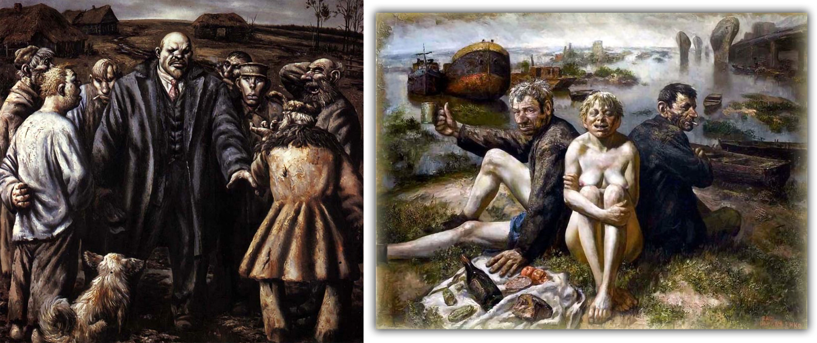 Village alcoholics in scandalous paintings by Vasily Shulzhenko, whose work leaves no one indifferent.