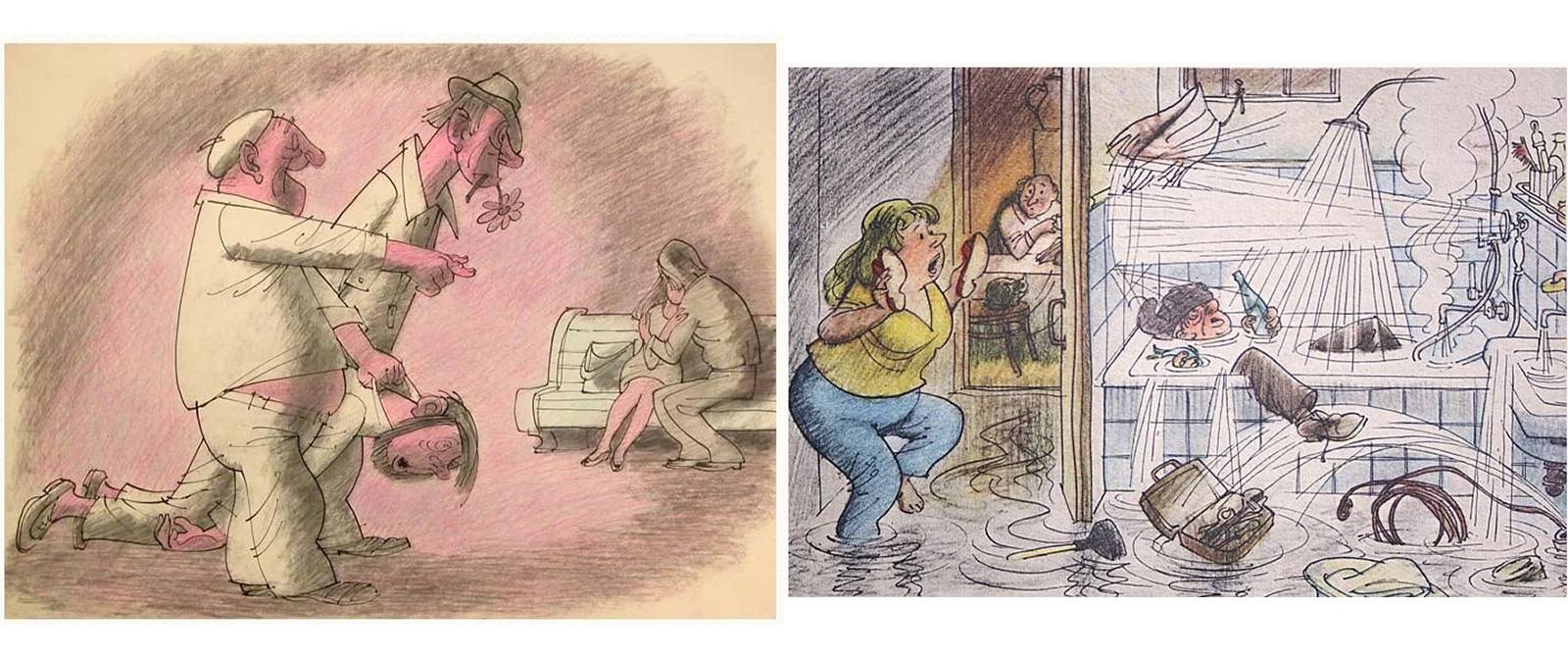 Актуальные и поныне, весёлые рисунки советского карикатуриста Евгения Щеглова.