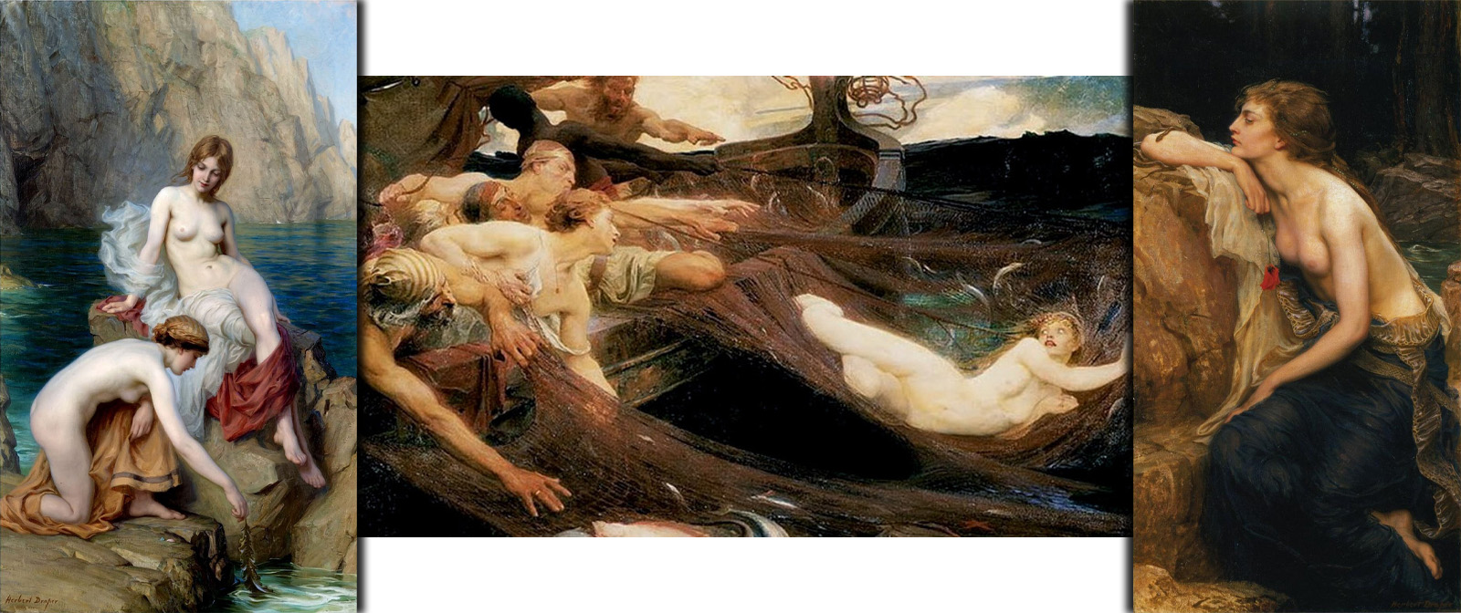 Изысканные обнажённые купальщицы и наяды на картинах Герберта Дрейпера.