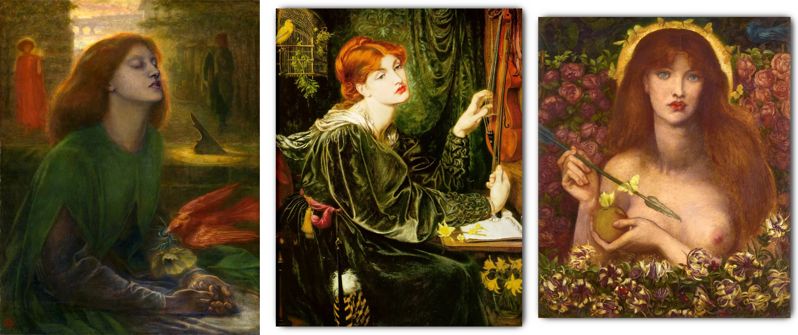 Immodest red-haired beauties in the paintings of Pre-Raphaelite Dante Gabriel Rossetti