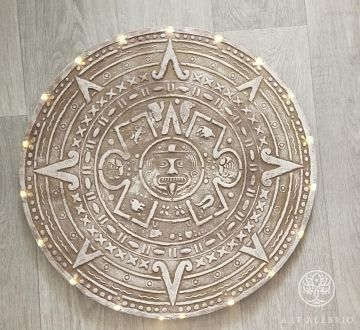 "Mayan Calendar" panel and lamp with a diameter of 60 cm on an MDF artboard