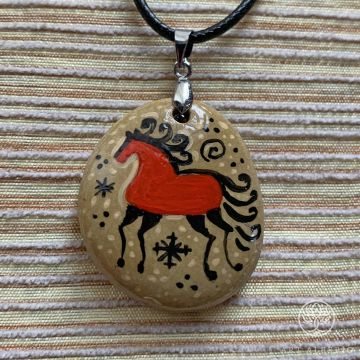 Hand painted Red Horse pendant