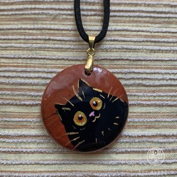 Pendant with hand painted Cat