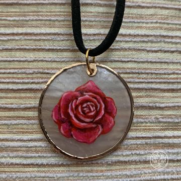 Hand painted rose pendant