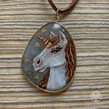 Vintage Hand Painted Unicorn Pendant