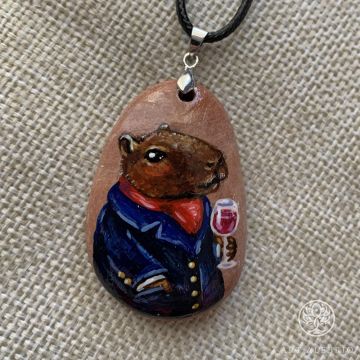 Hand-painted Capybara pendant