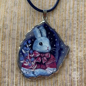 Hand-painted pendant Bunny