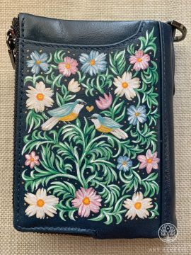 Purse made of genuine leather with Magic Garden painting