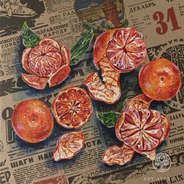 New Year's painting in the interior of Tangerines