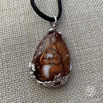 Hand-painted pendant Squirrel