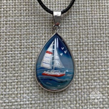 Pendant with hand painted Sailboat