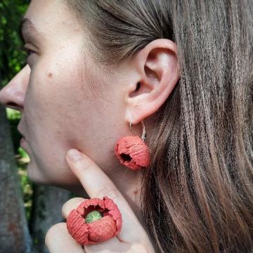 Earrings and ring Maki made of certified texture paste, durable, ring sizeless