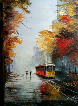 Tram in the city