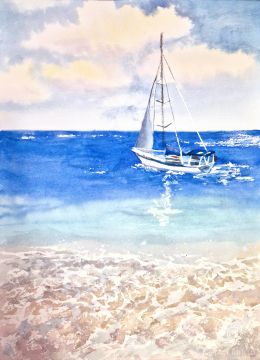 Seascape with a yacht