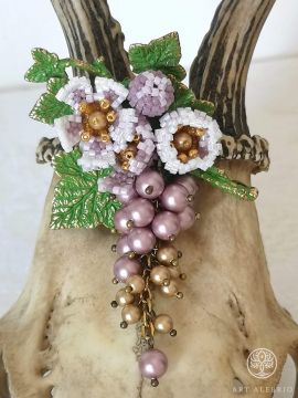 Floral brooch + dangle earrings/Цветочная брошь + серьги-грозди