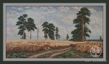 Country Landscape Painting, Nature Art, Finished Cross Stitch, Gifts for home decor