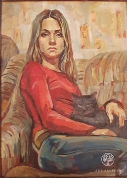 "Portrait with a cat"
