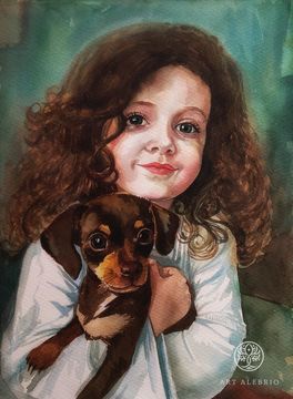 Girl Alice and dog Sonya