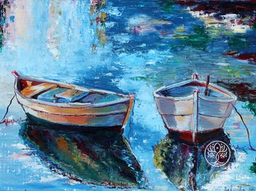 Boats, oil, canvas on stretcher