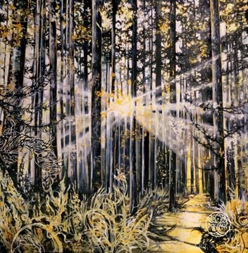 "Path in a pine forest"