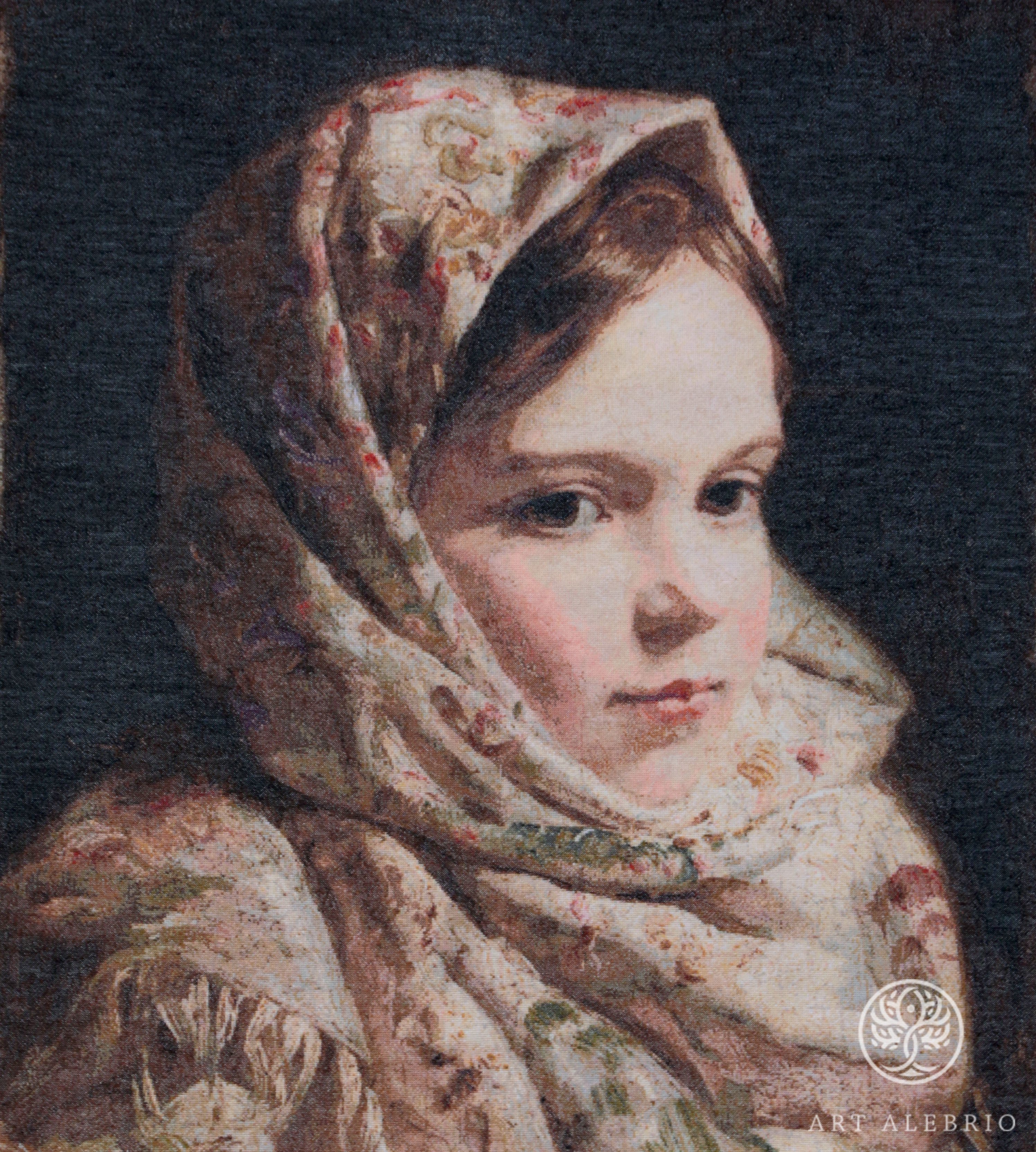 По мотивам картины неизвестного художника 18 века, " Девочка в Павловопосадском платке"