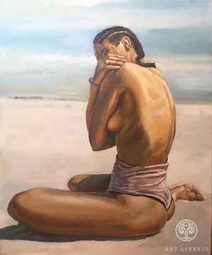 Картина «Девушка на пляже» холст, масло