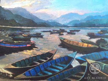 Painting "Boats" oil on canvas