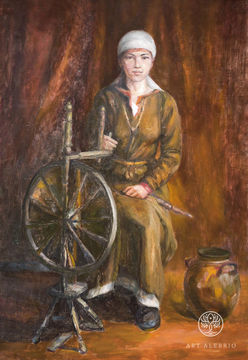 Girl with a spinning wheel