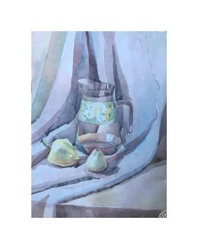 "Glass jug" (watercolor on paper).