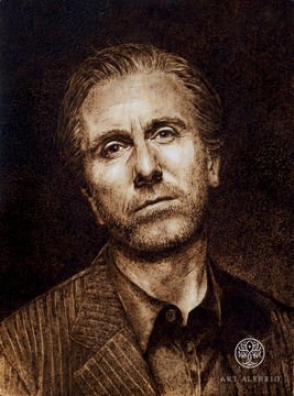 Portrait of Tim Roth. Pyrography