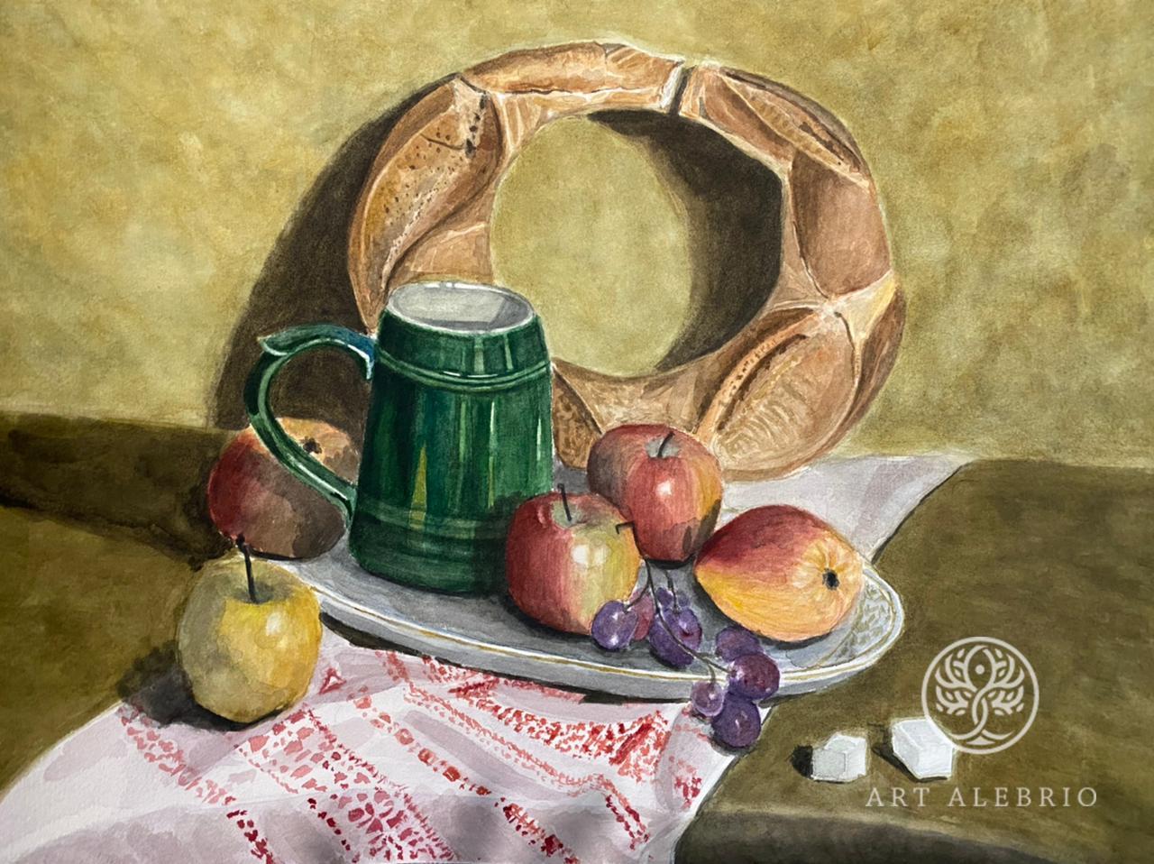 Натюрморт с яблоками (Анна Евсеева)  