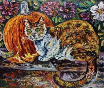 "Cat on the background of the carpet" Evgeny Budenkov
