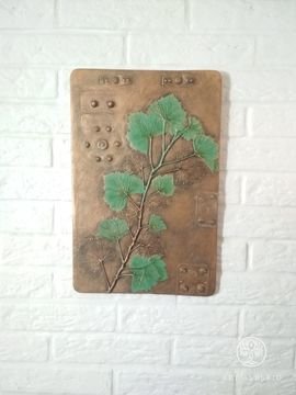 "Spring mood" (Panel, botanical bas-relief made of plaster)