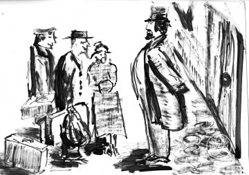 Thick and thin. Illustration for the story by A.P. Chekhov