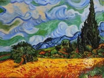 Copy of Van Gogh's painting "Wheat Field with Cypress Trees"