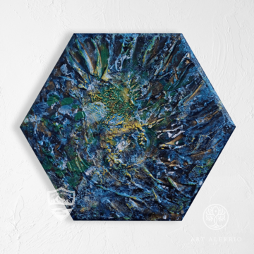 Осколок Атлантиды, шестигранная фактурная картина, диаметр 20 см