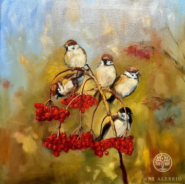 Sparrows. Autumn.