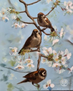 Spring. Sparrows