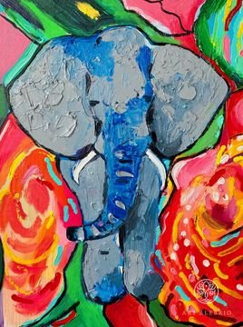 Elephant and roses