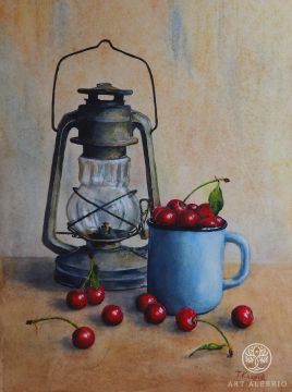 Still life with cherries