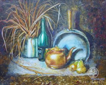 "Everyday life of a copper teapot", (canvas/oil)