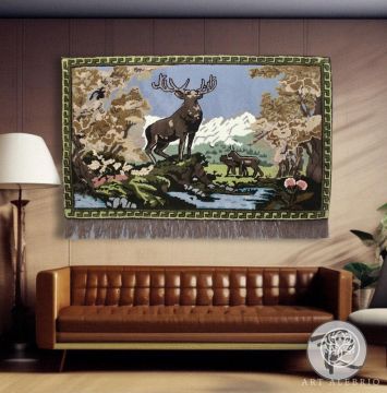 carpet with deer on the wall