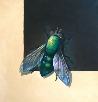 Ceremonial portrait of a fly against the backdrop of the Black Square