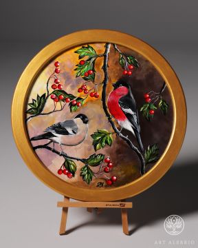 Bullfinches and hawthorn