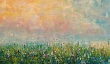 "Field, flowers, dawn"