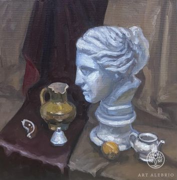 Still life with a plaster head