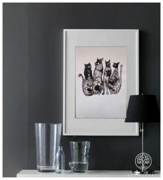 Watercolor "BLACK CATS" 50 cm x 40 cm